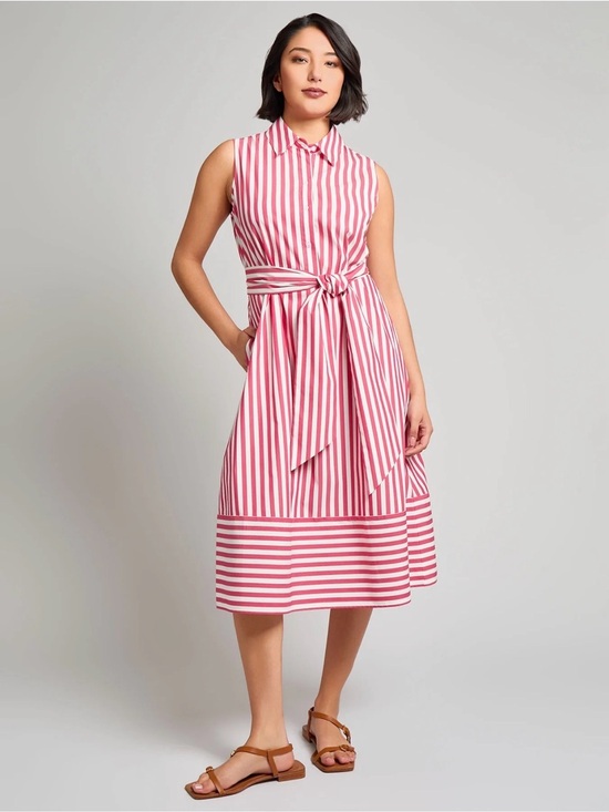 Jones New York Dresses & Skirts - Jones New York NWT Red White Striped Midi Shirt Dress XS